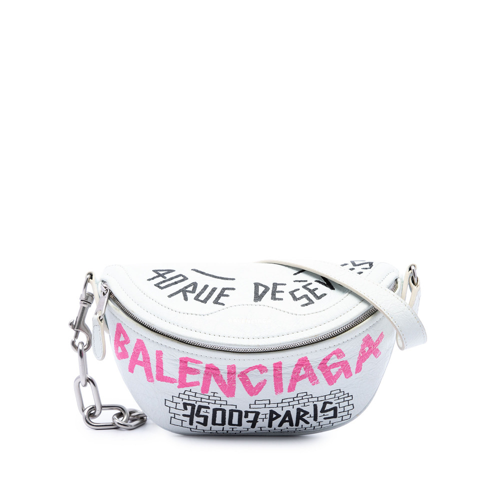 Pre-Loved Balenciaga Lambskin Souvenir Graffiti Belt Bag XXS
